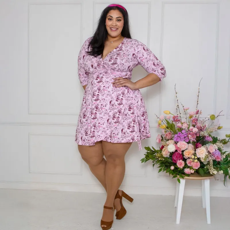 Mini Wrap Dress - Passion au Jardin - L'Amour Rose sold by Snag Tights