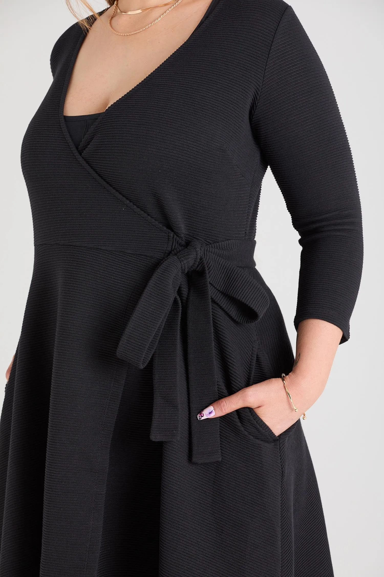 Ottoman Wrap Around Dress - Black sold by Snag Tights product image thumbnail 5