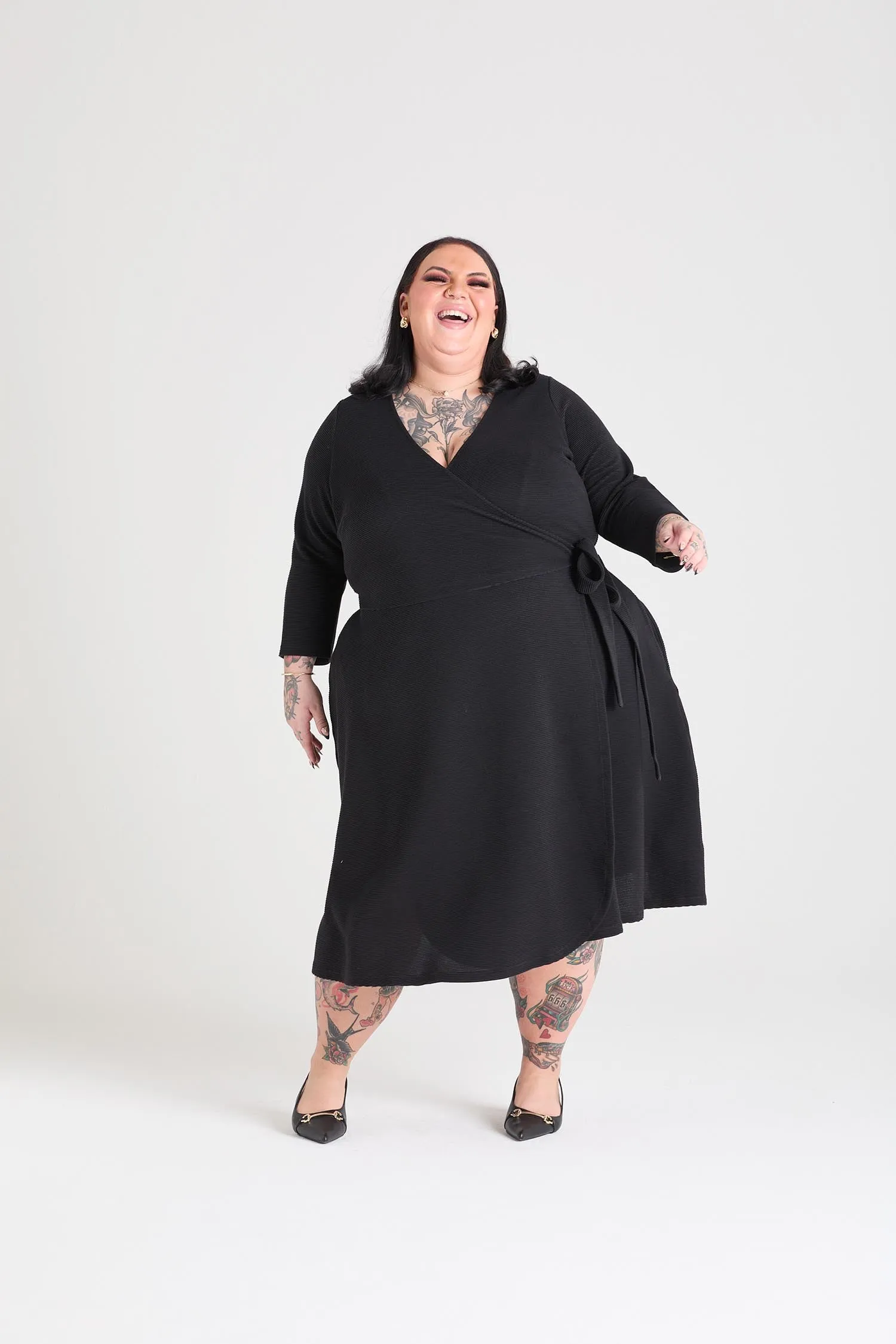 Ottoman Wrap Around Dress - Black sold by Snag Tights product image thumbnail 4