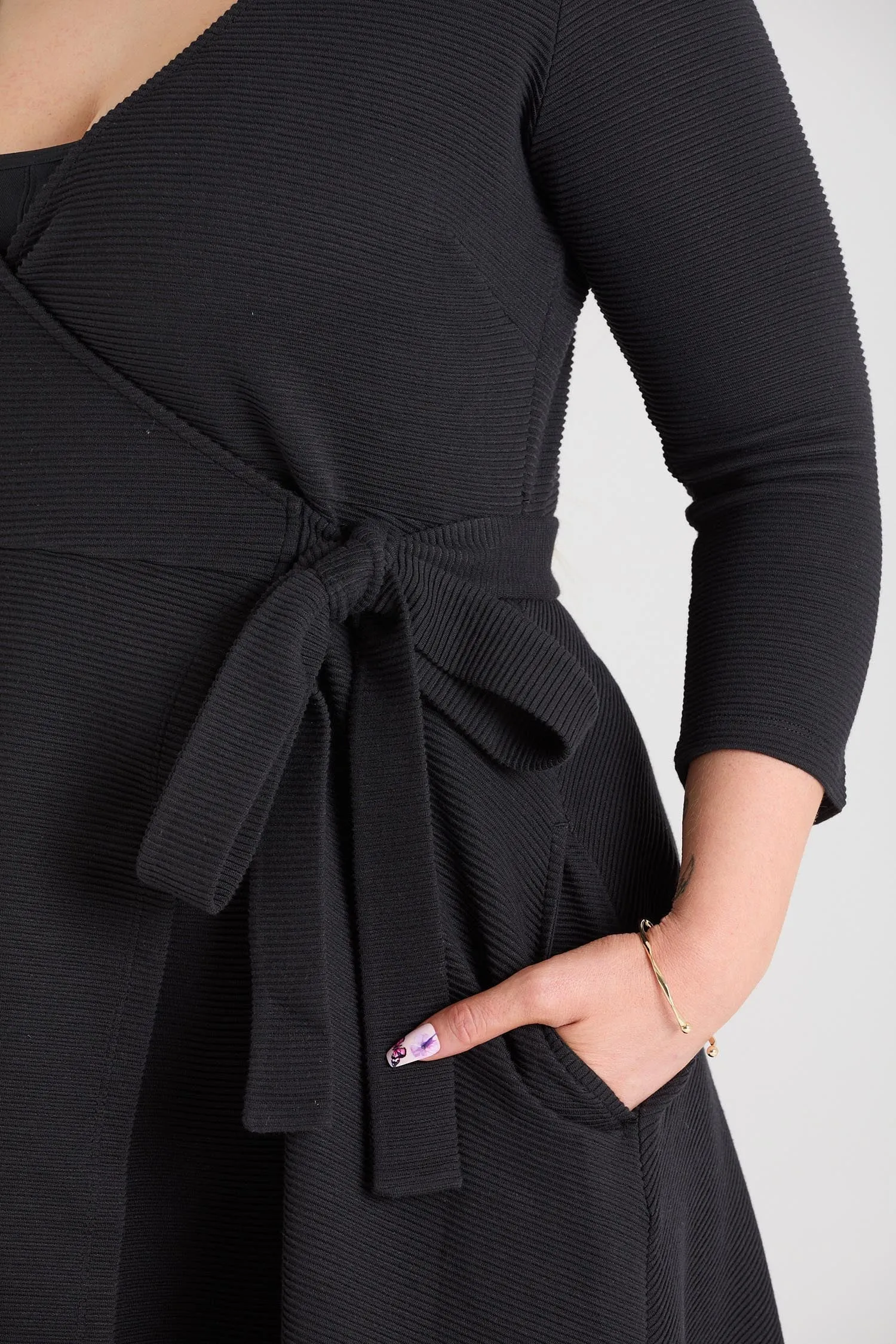 Ottoman Wrap Around Dress - Black sold by Snag Tights product image thumbnail 2