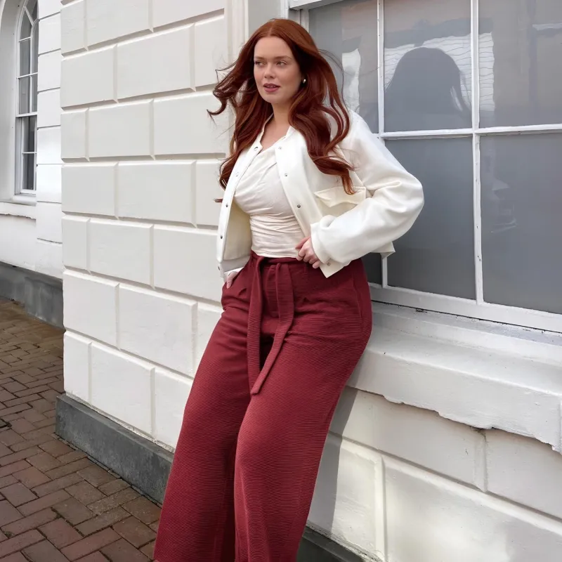 Ottoman Wide Leg Tailored Trousers - Cinnamon sold by Snag Tights