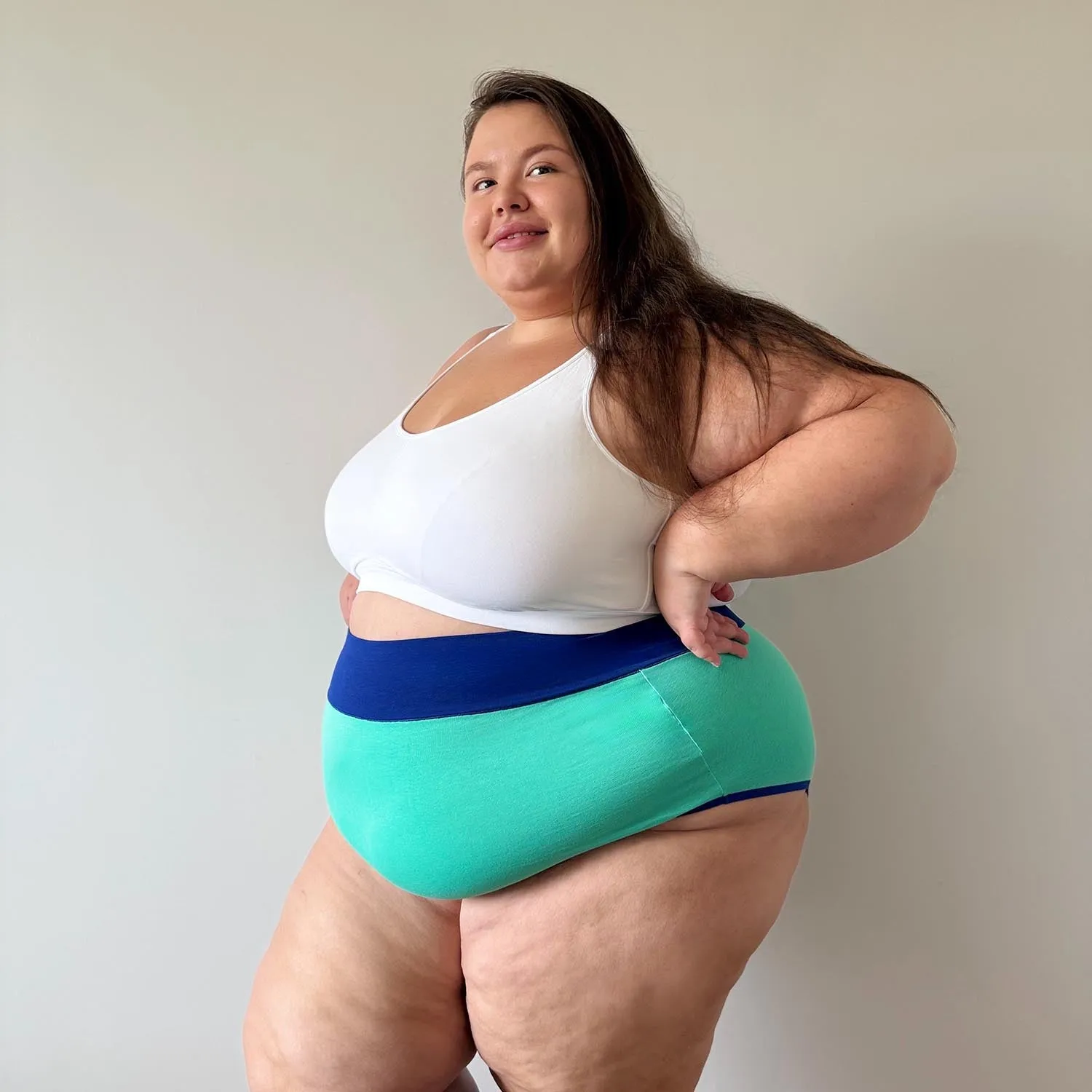 Organic Cotton Super High Waist Duo Knickers - Mint & Arabesque sold by Snag Tights