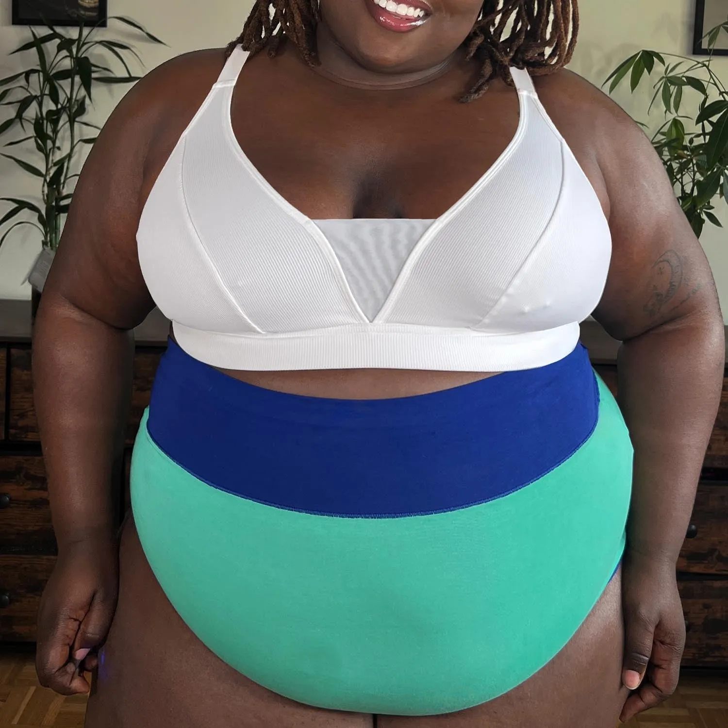 Organic Cotton Super High Waist Duo Knickers - Mint & Arabesque sold by Snag Tights product image thumbnail 4