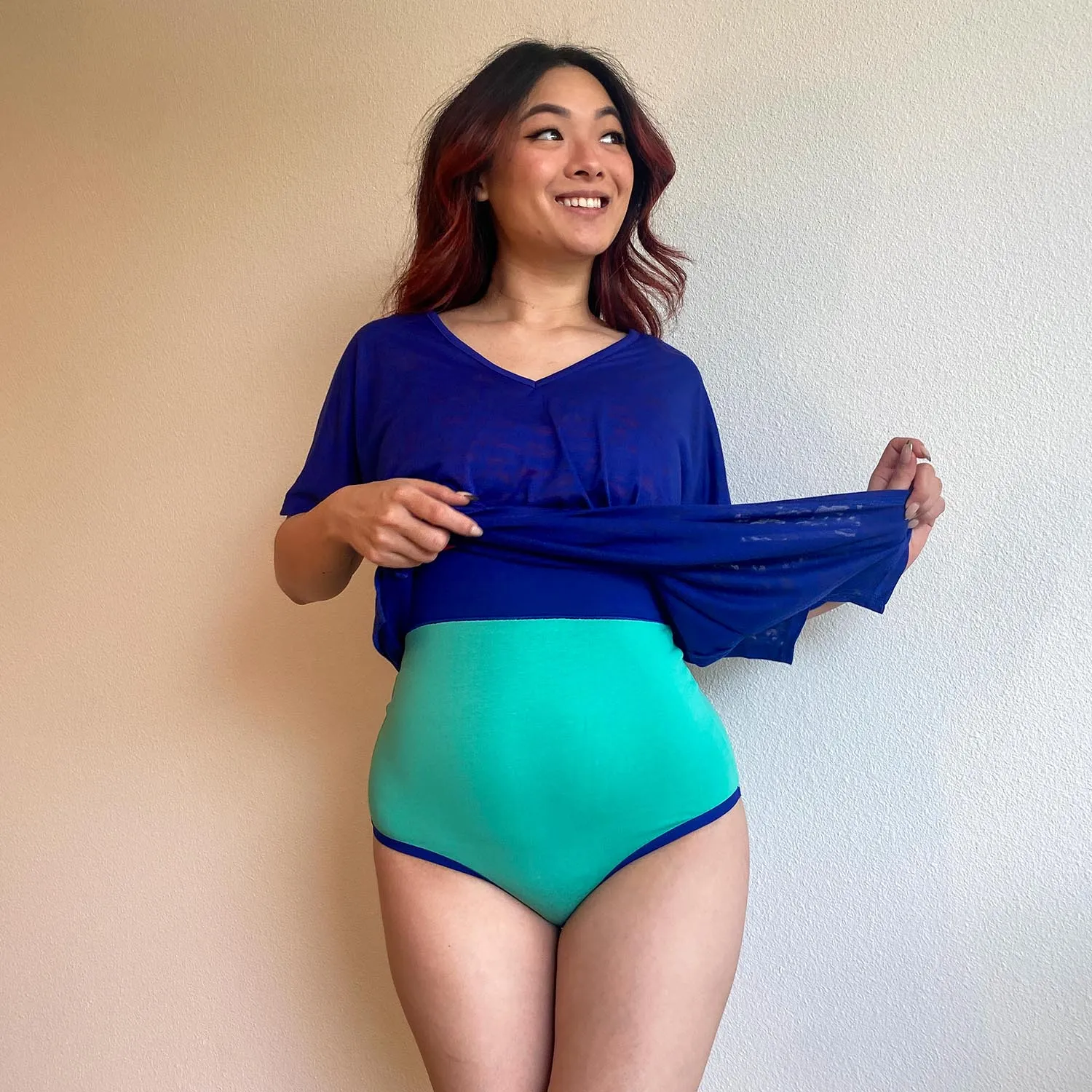 Organic Cotton Super High Waist Duo Knickers - Mint & Arabesque sold by Snag Tights product image thumbnail 3