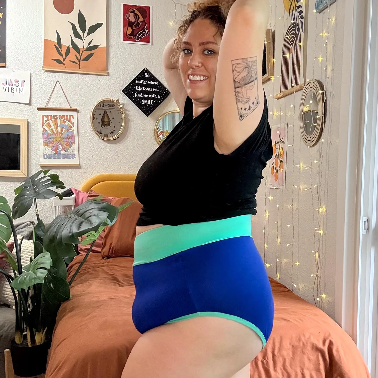 Organic Cotton Super High Waist Duo Knickers - Arabesque & Mint sold by Snag Tights product image thumbnail 4