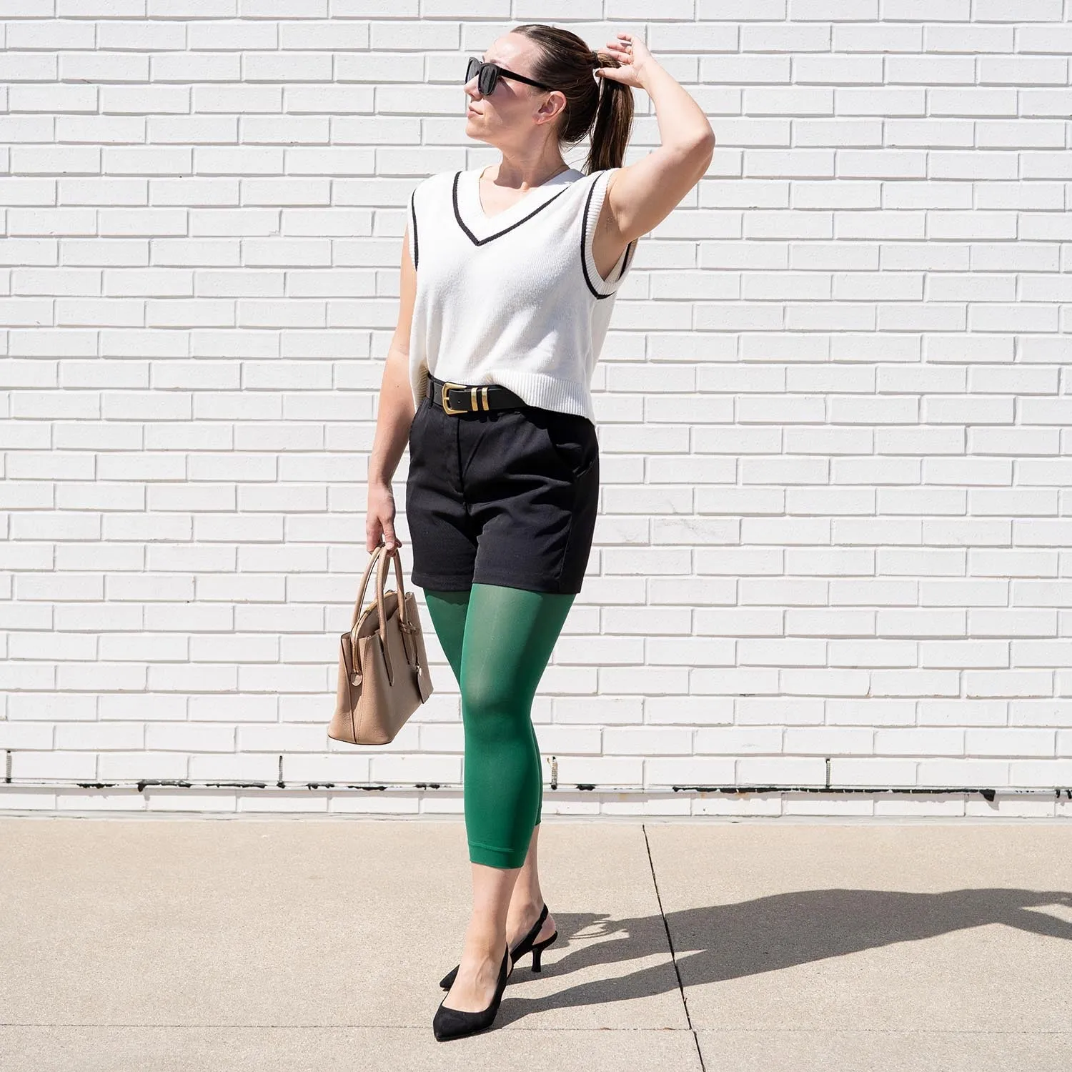 Stay Cool Capri Tights - Foliage sold by Snag Tights