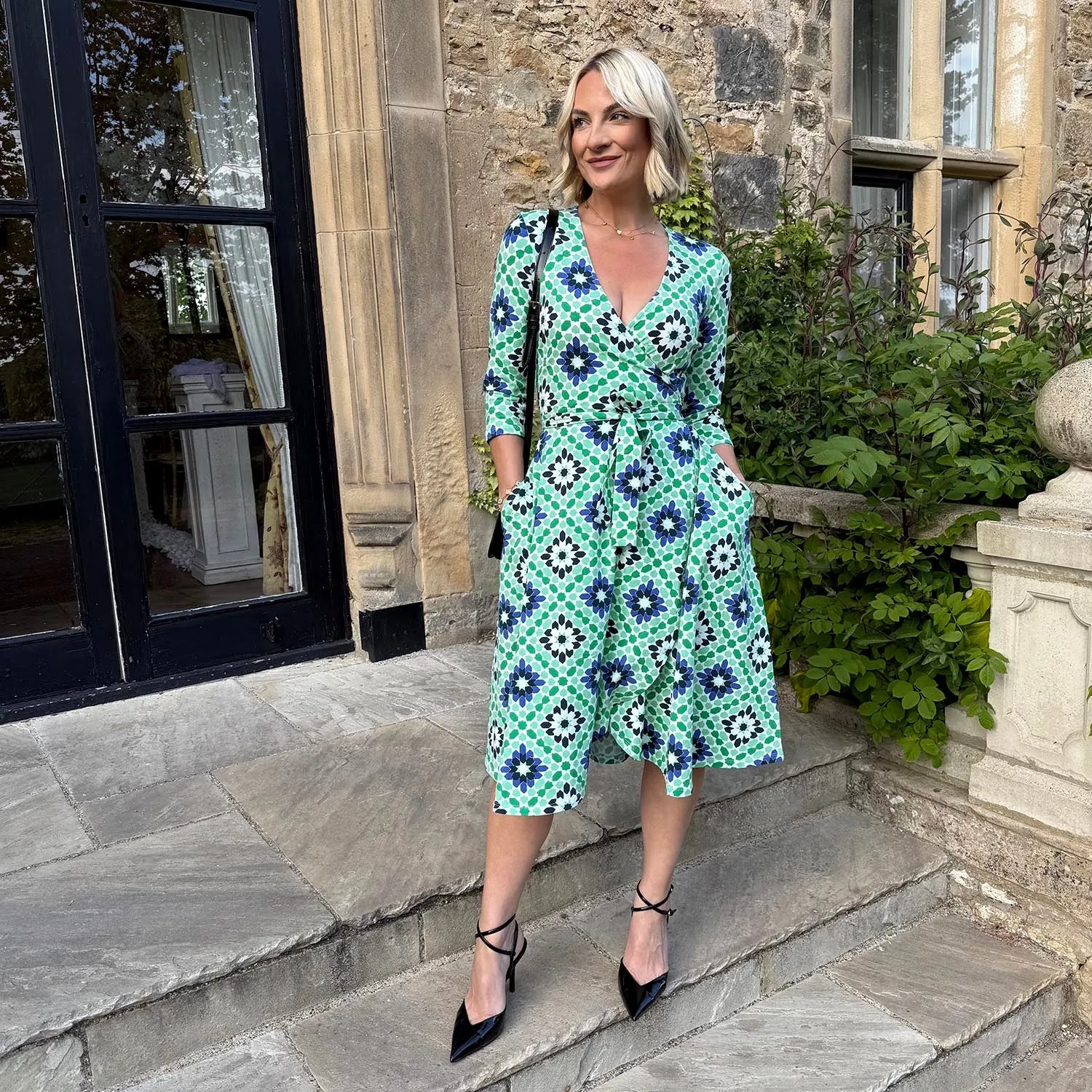 Wrap Dress - Blue Pearl sold by Snag Tights