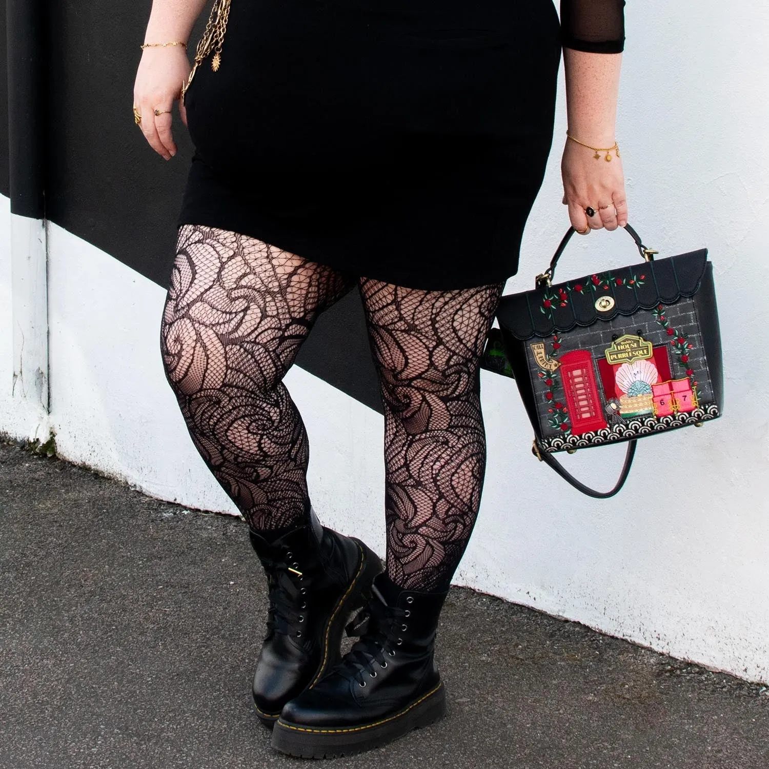 Thighs The Limit Fishnets - Timewarp - Black sold by Snag Tights product image thumbnail 4