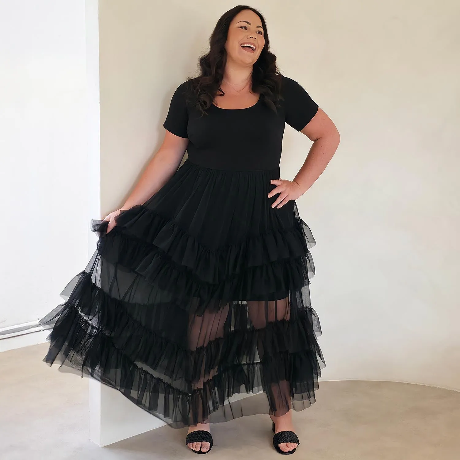 Maxi Tee Mesh Dress - Black sold by Snag Tights product image thumbnail 2