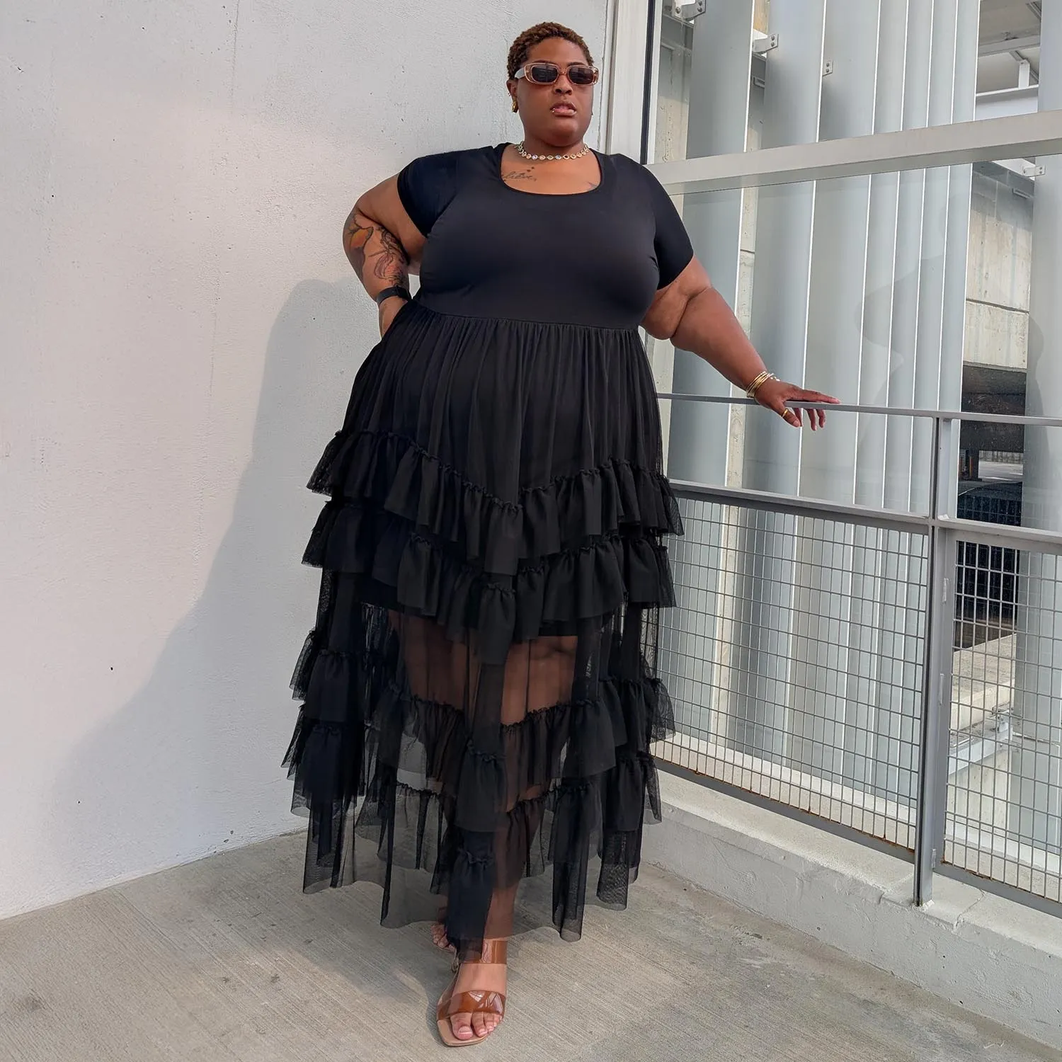 Maxi Tee Mesh Dress - Black sold by Snag Tights product image thumbnail 5