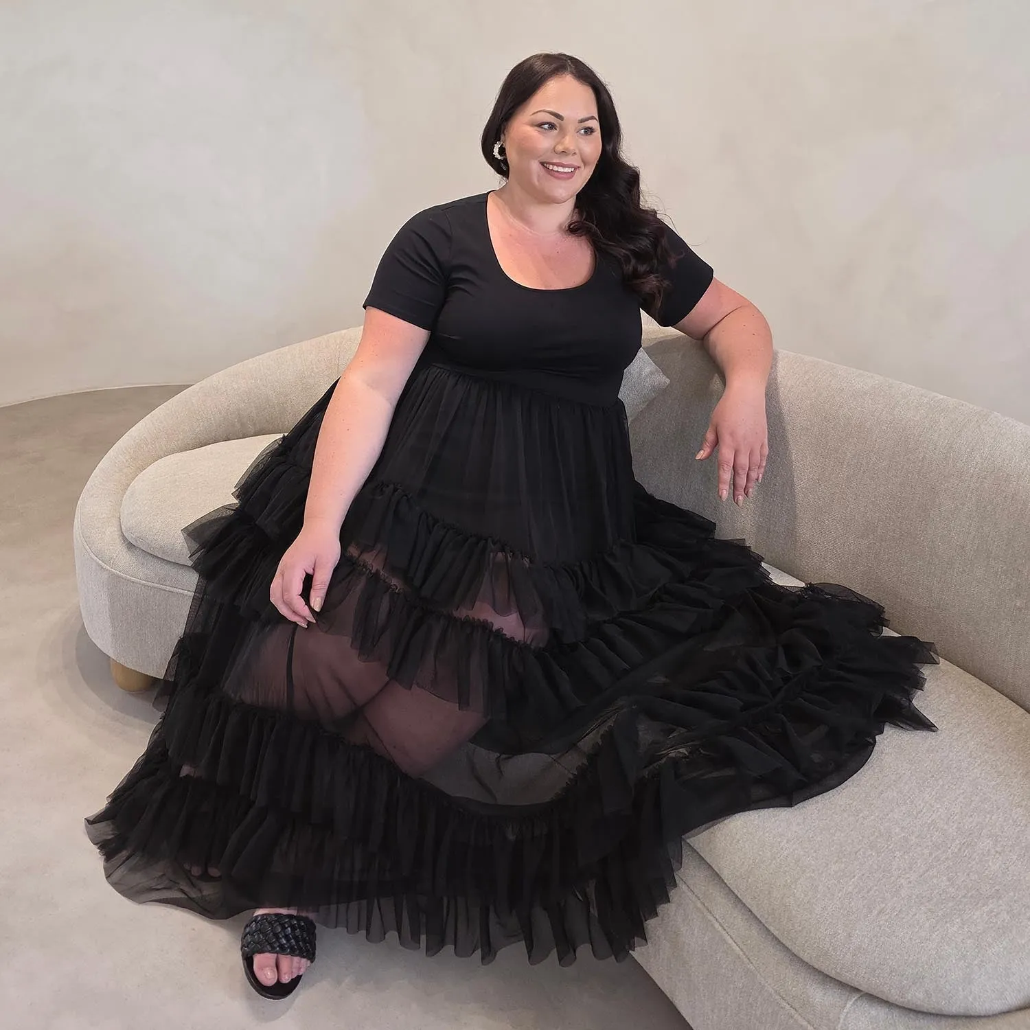 Maxi Tee Mesh Dress - Black sold by Snag Tights product image thumbnail 4