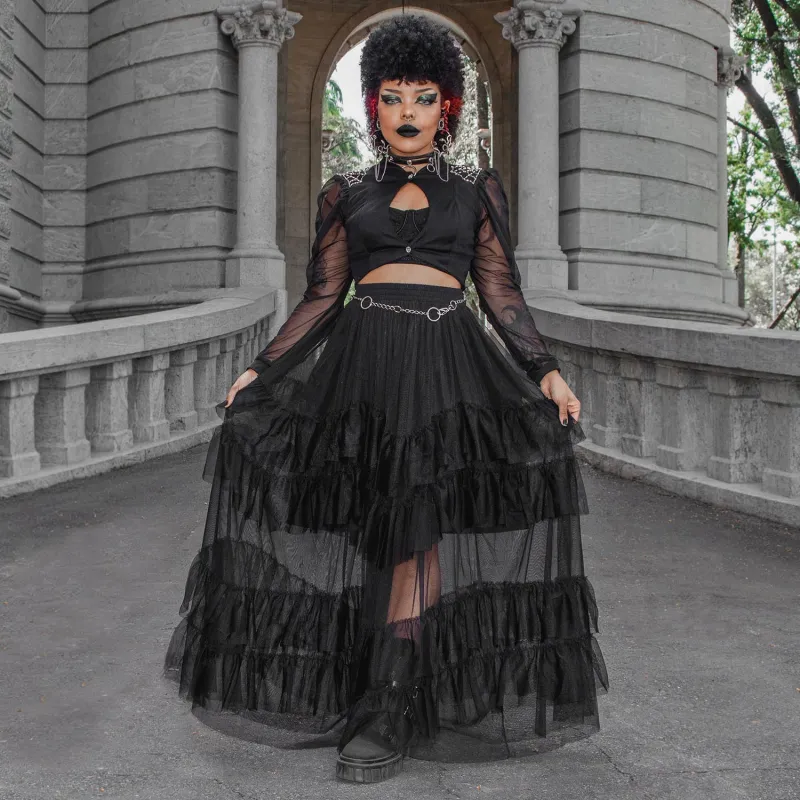 Maxi Mesh Skirt - Black sold by Snag Tights