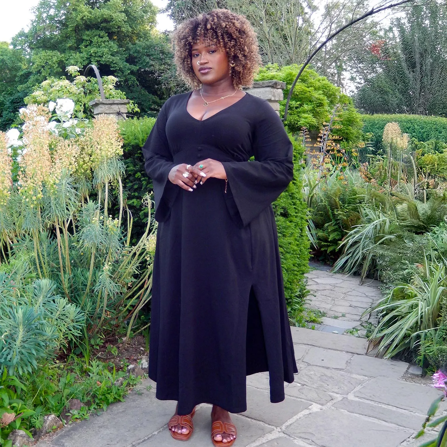 Midaxi Bell Sleeve Dress - Black sold by Snag Tights product image thumbnail 2