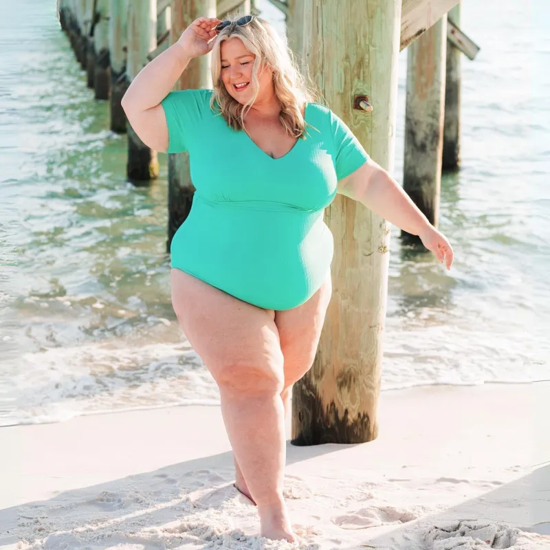 You Got To Yell  Swimsuit - Mint sold by Snag Tights