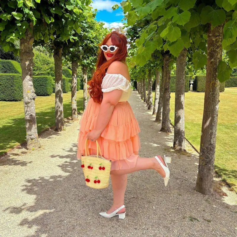 Mesh Skirt - Peach Mousse sold by Snag Tights