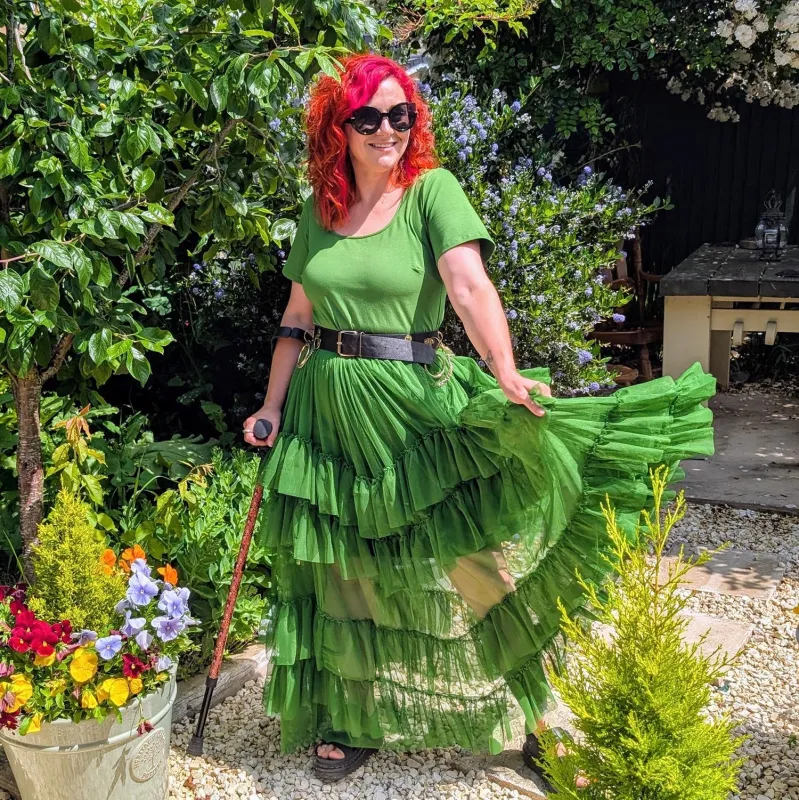 Maxi Tee Mesh Dress - Forest sold by Snag Tights