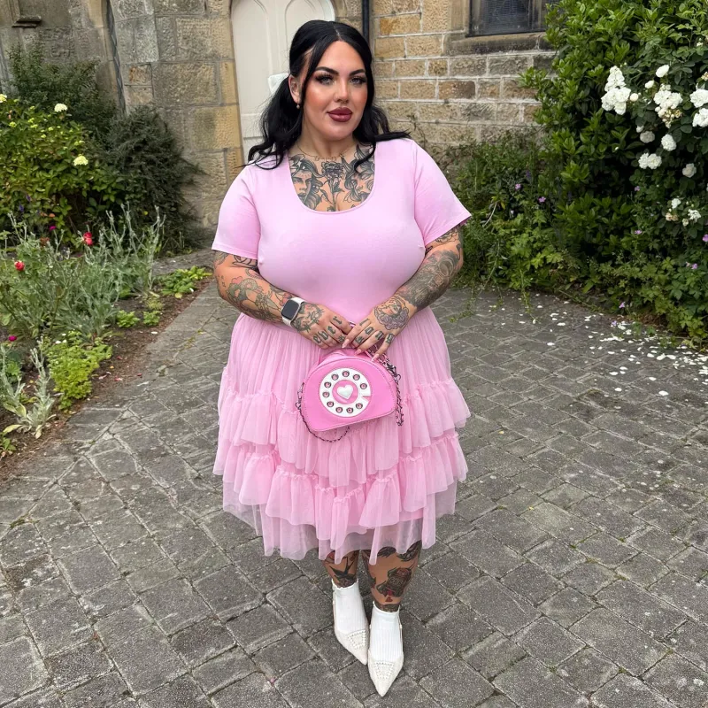 Tee Mesh Dress - Pink Frosting sold by Snag Tights