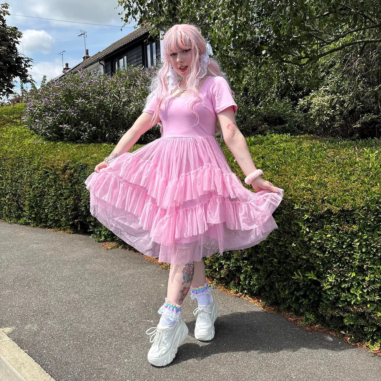 Tee Mesh Dress - Pink Frosting sold by Snag Tights product image thumbnail 3