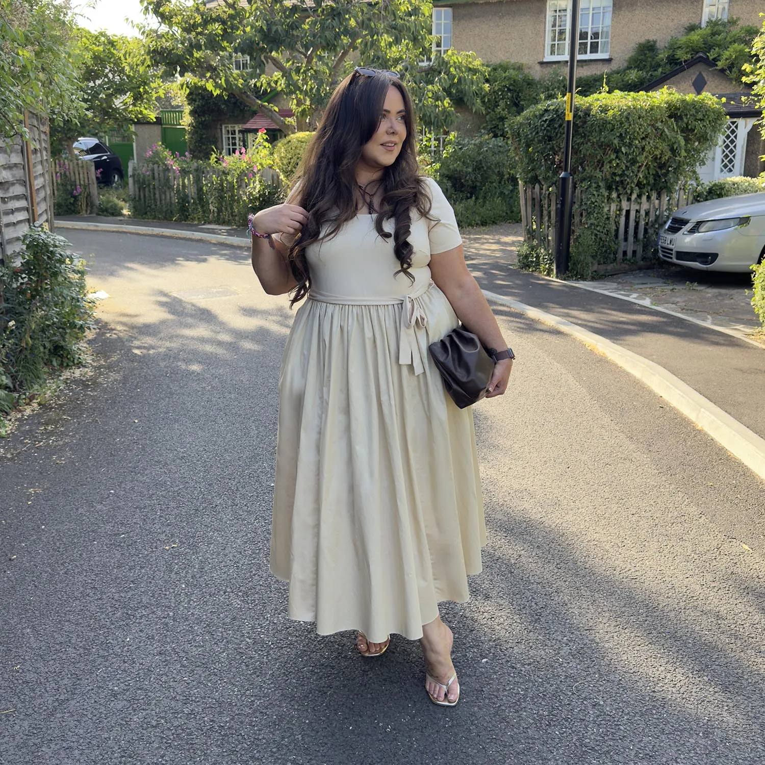 Midaxi Tee Poplin Dress - Oatmeal sold by Snag Tights product image thumbnail 4