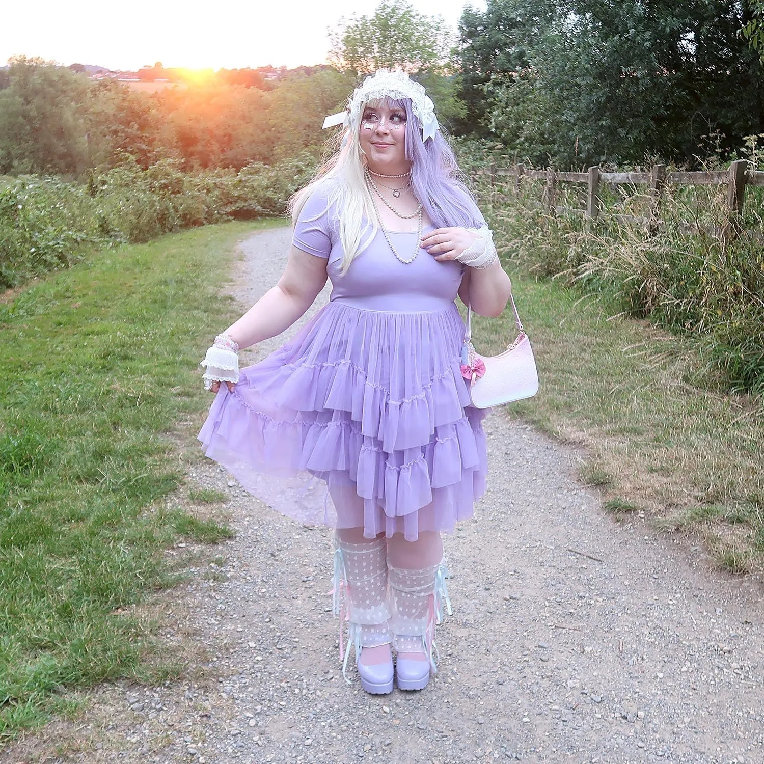 Tee Mesh Dress - Lavender Fields sold by Snag Tights product image thumbnail 4