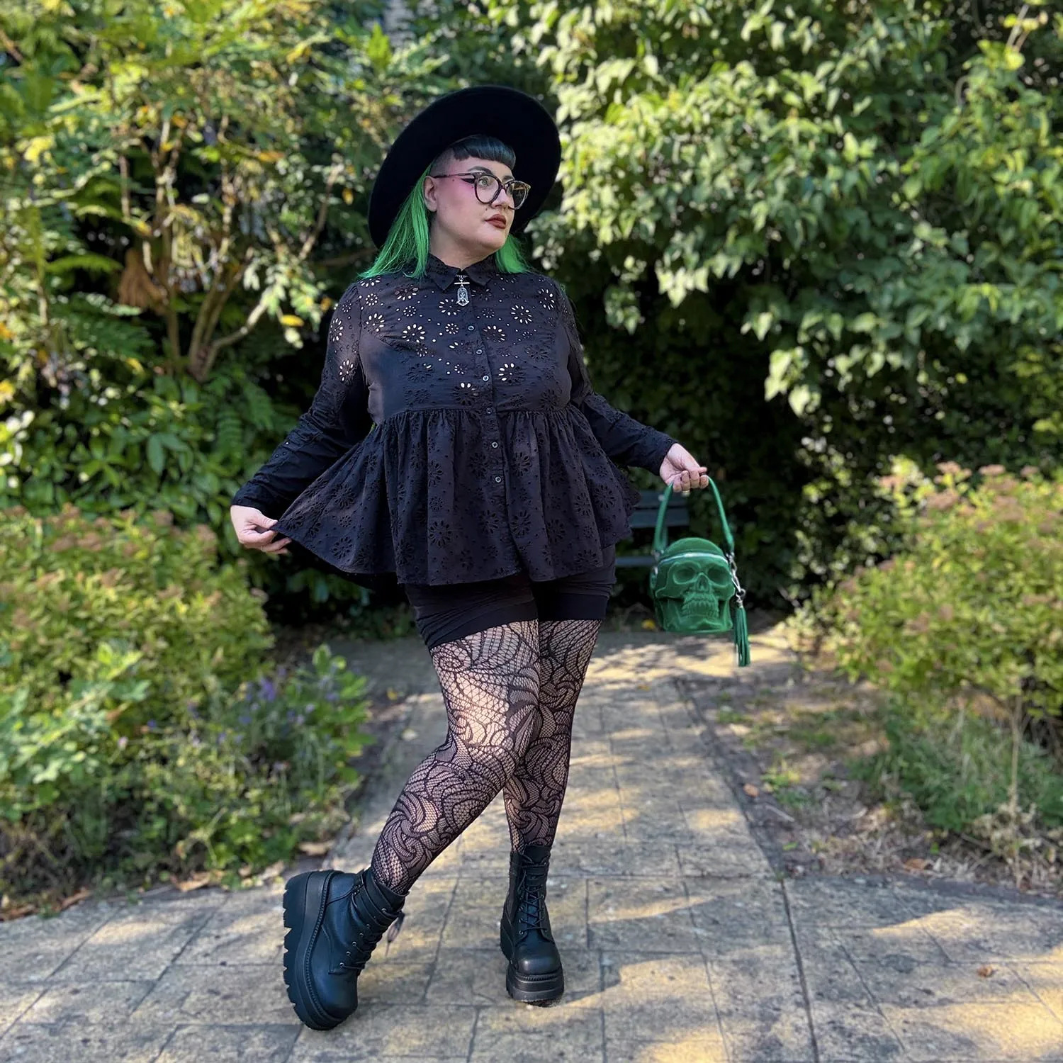 Broderie Anglaise Shirt - Black sold by Snag Tights product image thumbnail 4