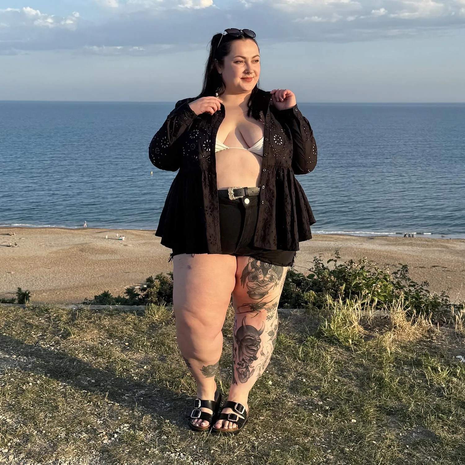 Broderie Anglaise Shirt - Black sold by Snag Tights product image thumbnail 5