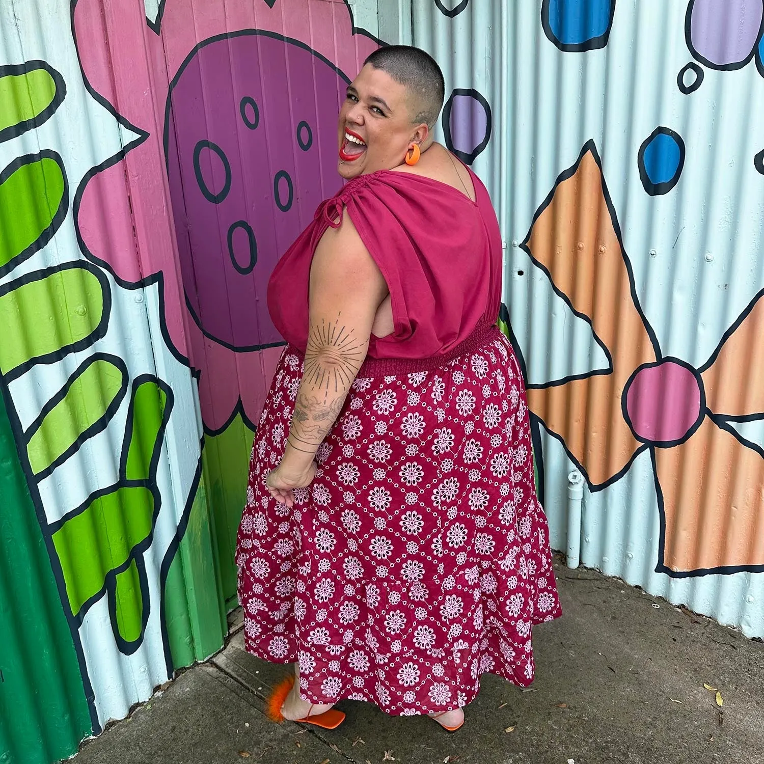 Broderie Anglaise Midi Dress - Blood Red sold by Snag Tights product image thumbnail 5