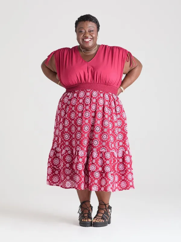 Broderie Anglaise Midi Dress - Blood Red sold by Snag Tights