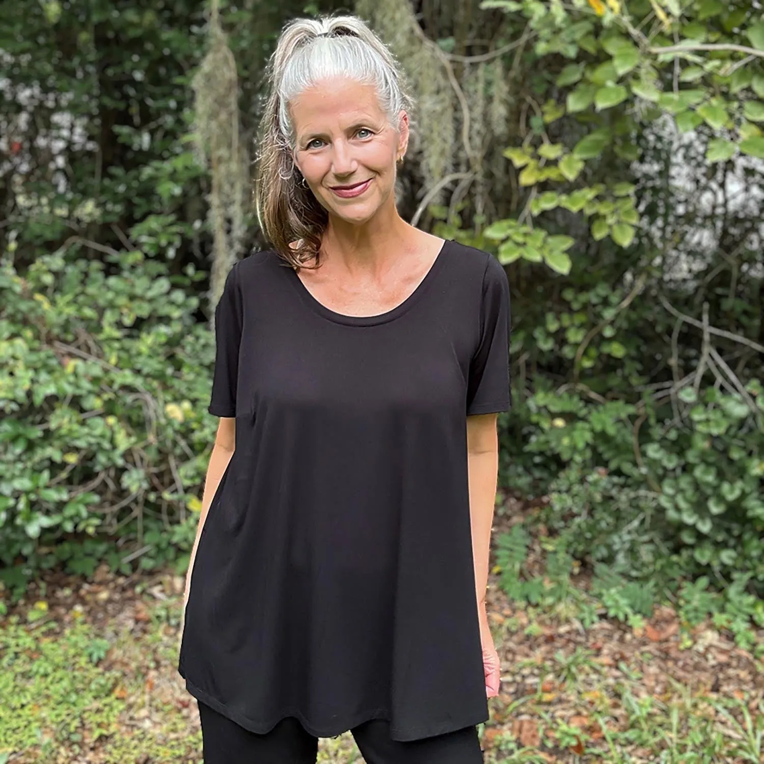 Bamboo Lounge Tee - Black sold by Snag Tights