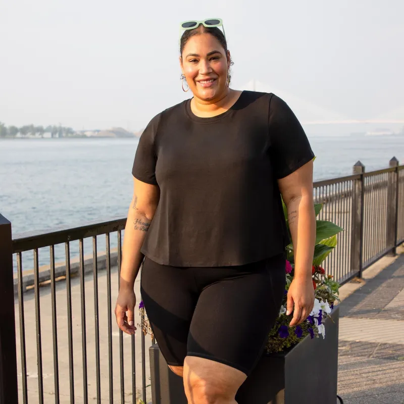 Lightweight Crew Neck Tee - Black sold by Snag Tights