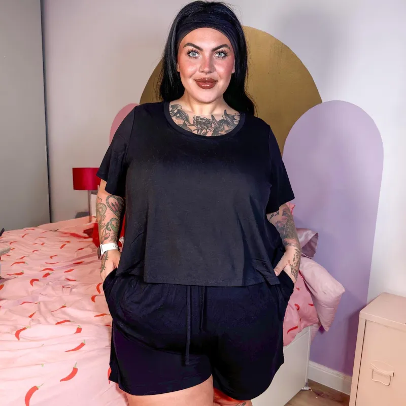 Lightweight Scoop Neck Tee - Black sold by Snag Tights