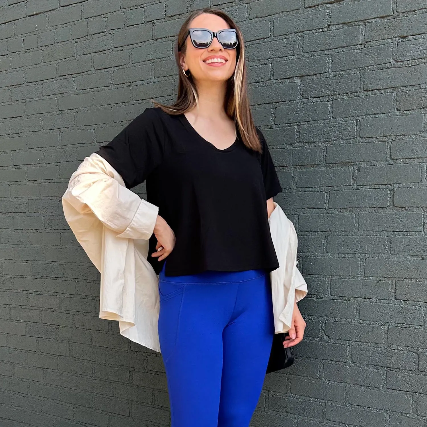 Cooling Wood-Pulp Scoop Neck Tee - Black sold by Snag Tights product image thumbnail 5