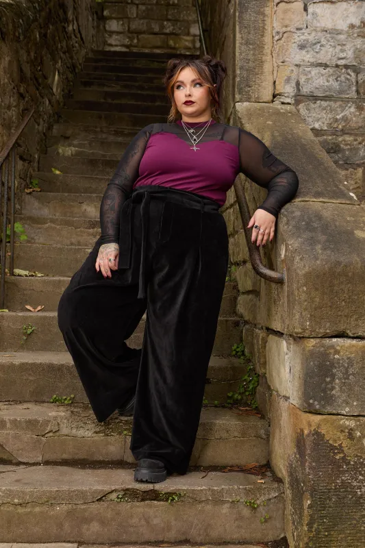 Florence Mesh Sleeve Top  - Cherry sold by Snag Tights