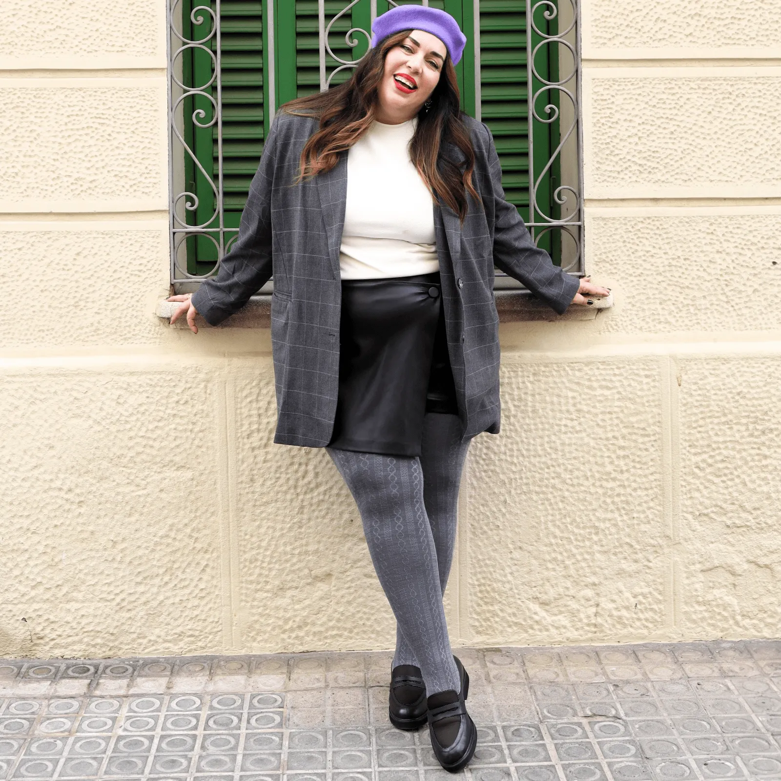 Grannies Cable Knit Wool Tights V2 - Slate sold by Snag Tights product image thumbnail 4