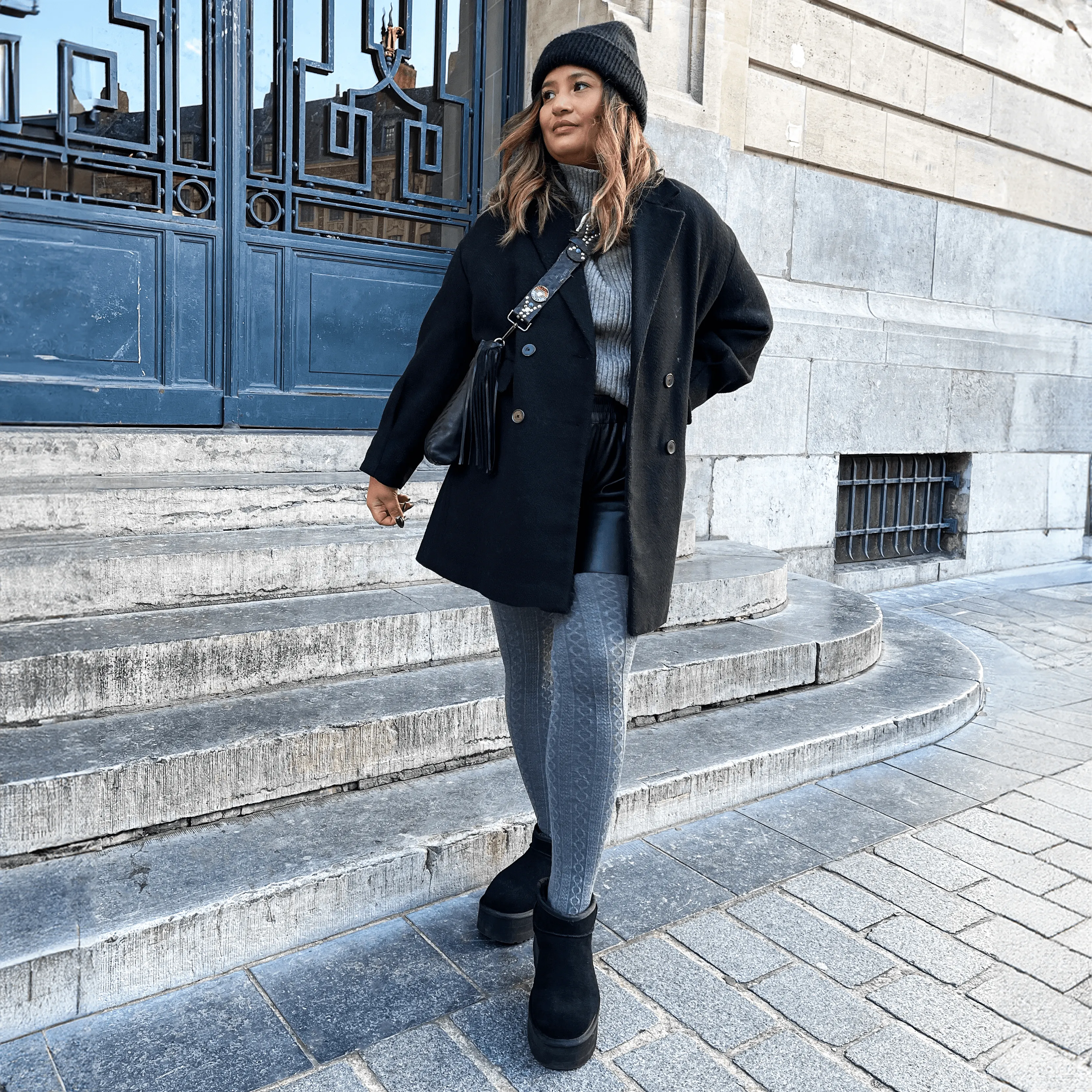 Grannies Cable Knit Wool Tights V2 - Slate sold by Snag Tights product image thumbnail 5