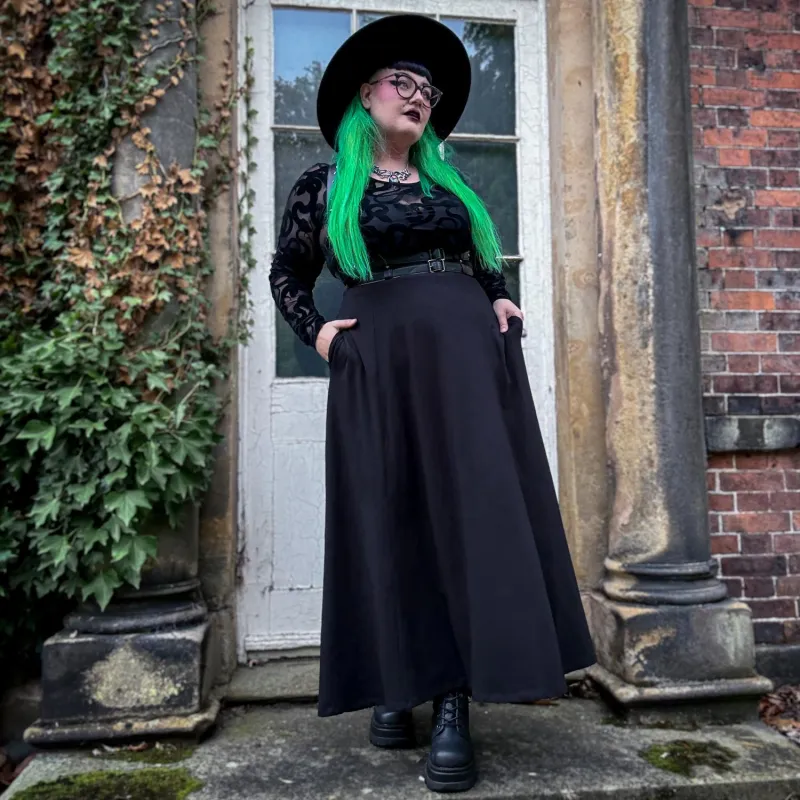 Jersey A-Line Maxi Skirt - Black sold by Snag Tights