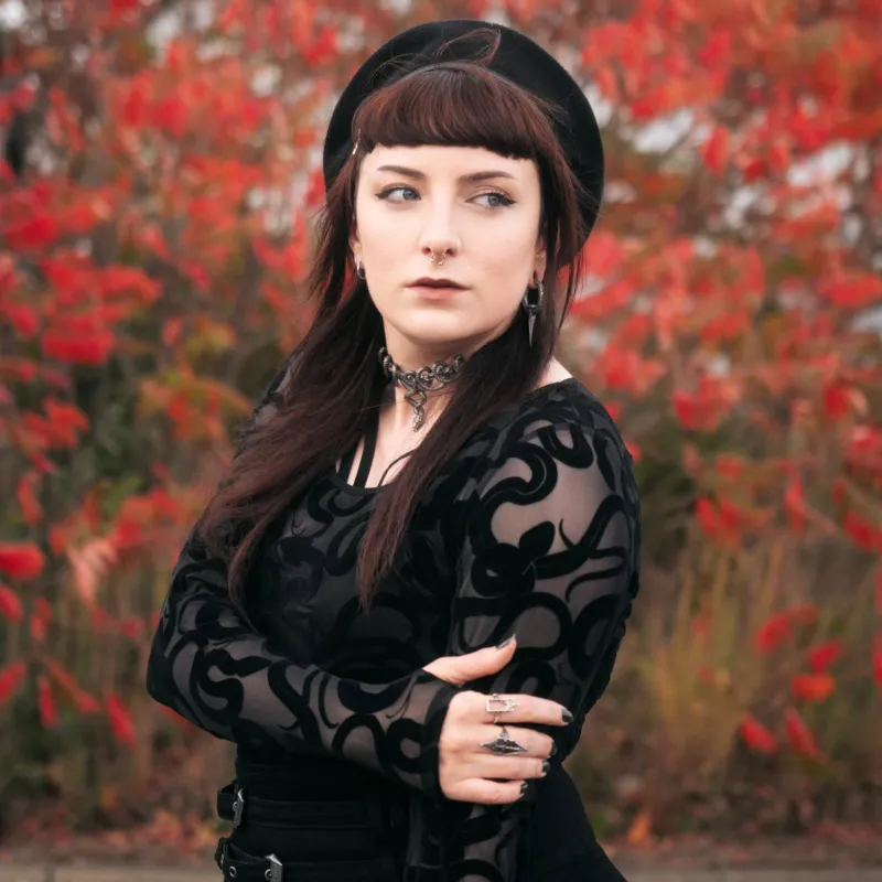 Corra Flock Mesh Top - Black sold by Snag Tights