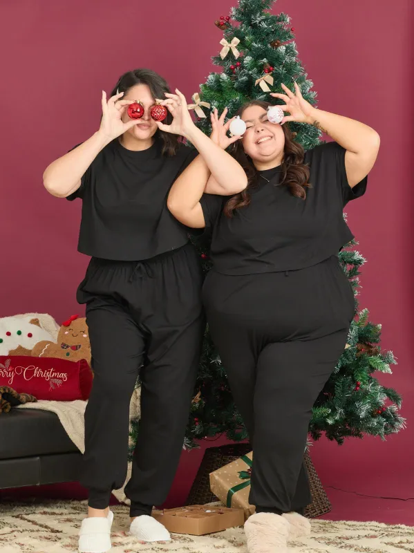 Organic Cotton PJ Bottoms - Plain Black sold by Snag Tights