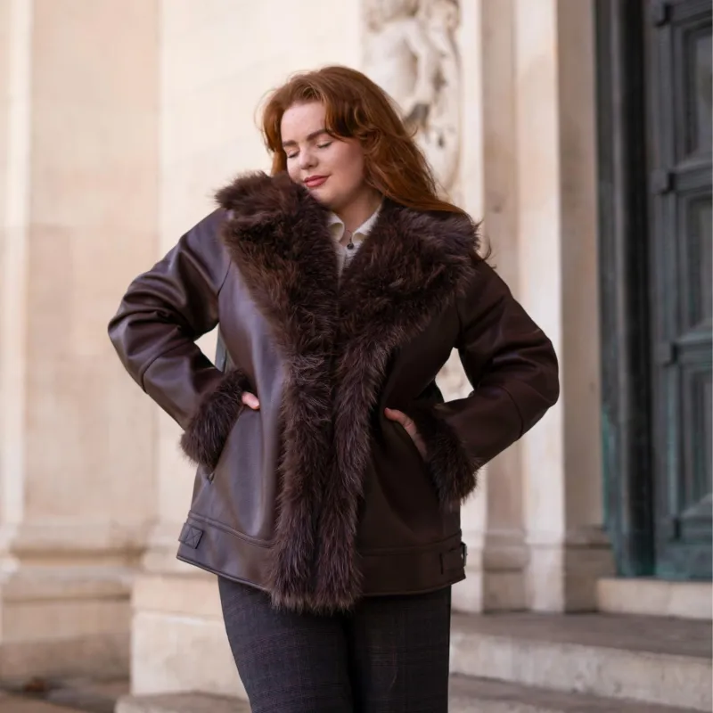 Amelia Aviator Jacket - Brown sold by Snag Tights