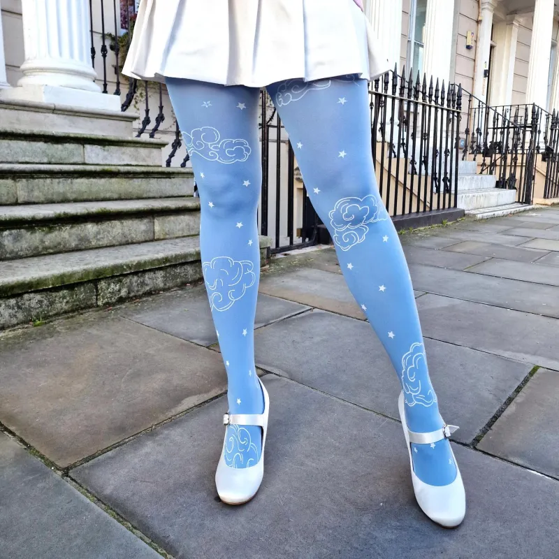 80 Denier Opaque Tights - Woodcut Clouds made by Snag Tights