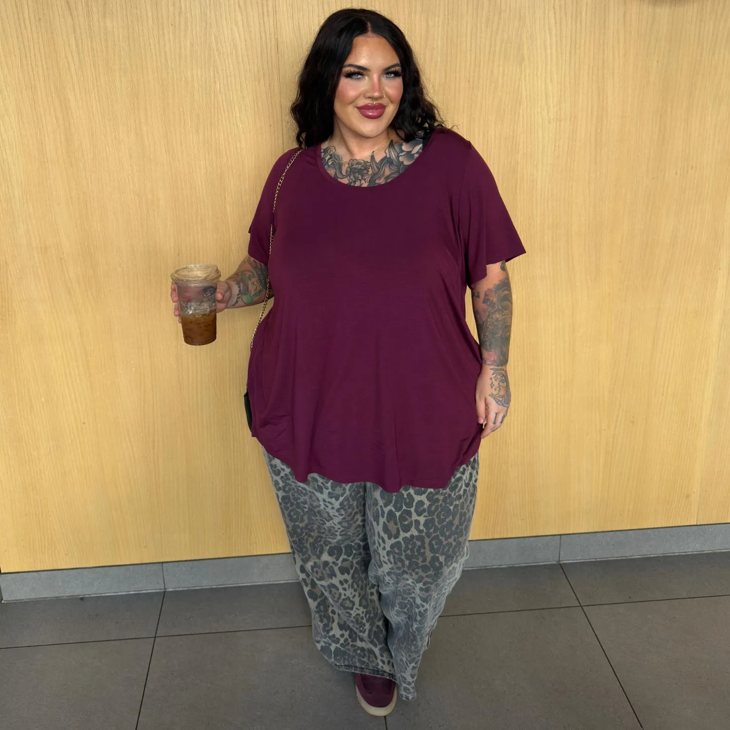Bamboo Lounge T-Shirt - Cherry sold by Snag Tights product image thumbnail 2