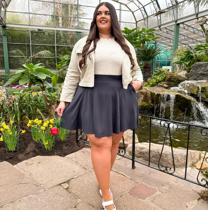 Mini-Flare Skirt - Charcoal made by Snag Tights