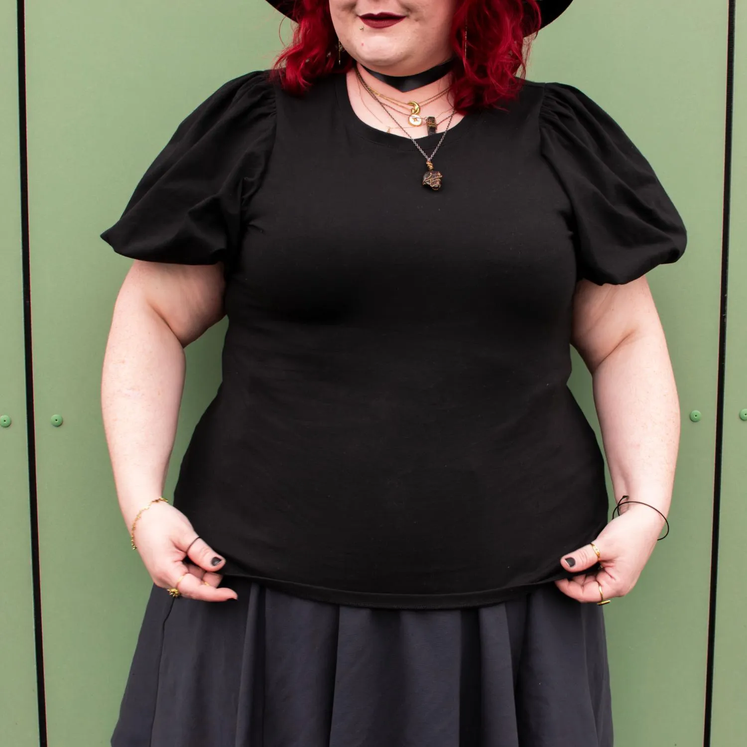 Crew neck Puff Sleeve Tee - Black sold by Snag Tights product image thumbnail 3