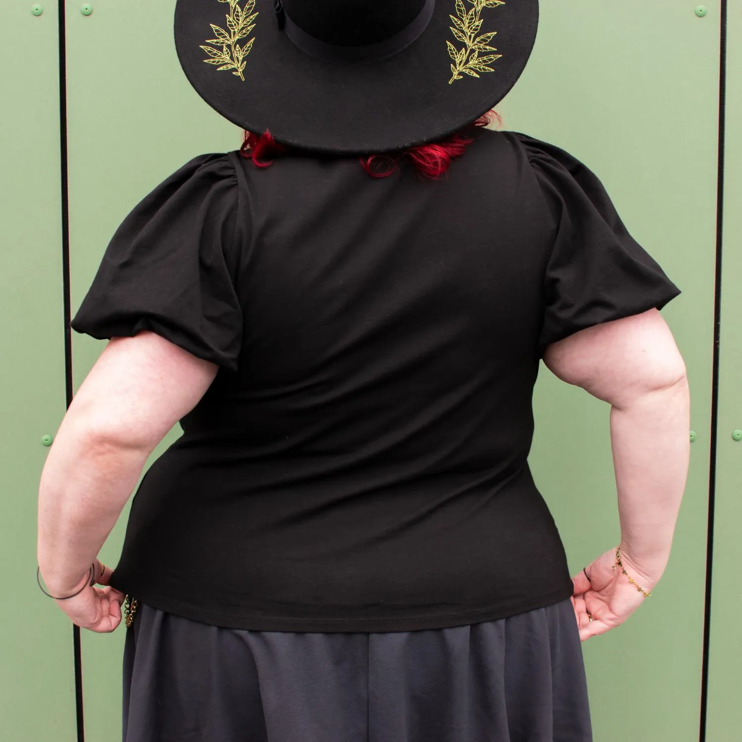 Crew neck Puff Sleeve Tee - Black sold by Snag Tights product image thumbnail 4