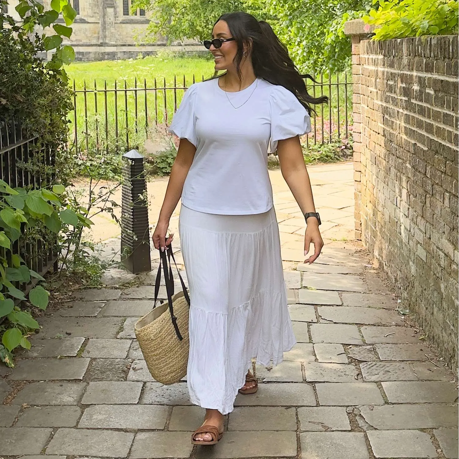 Crew neck Puff Sleeve Tee - White sold by Snag Tights product image thumbnail 5