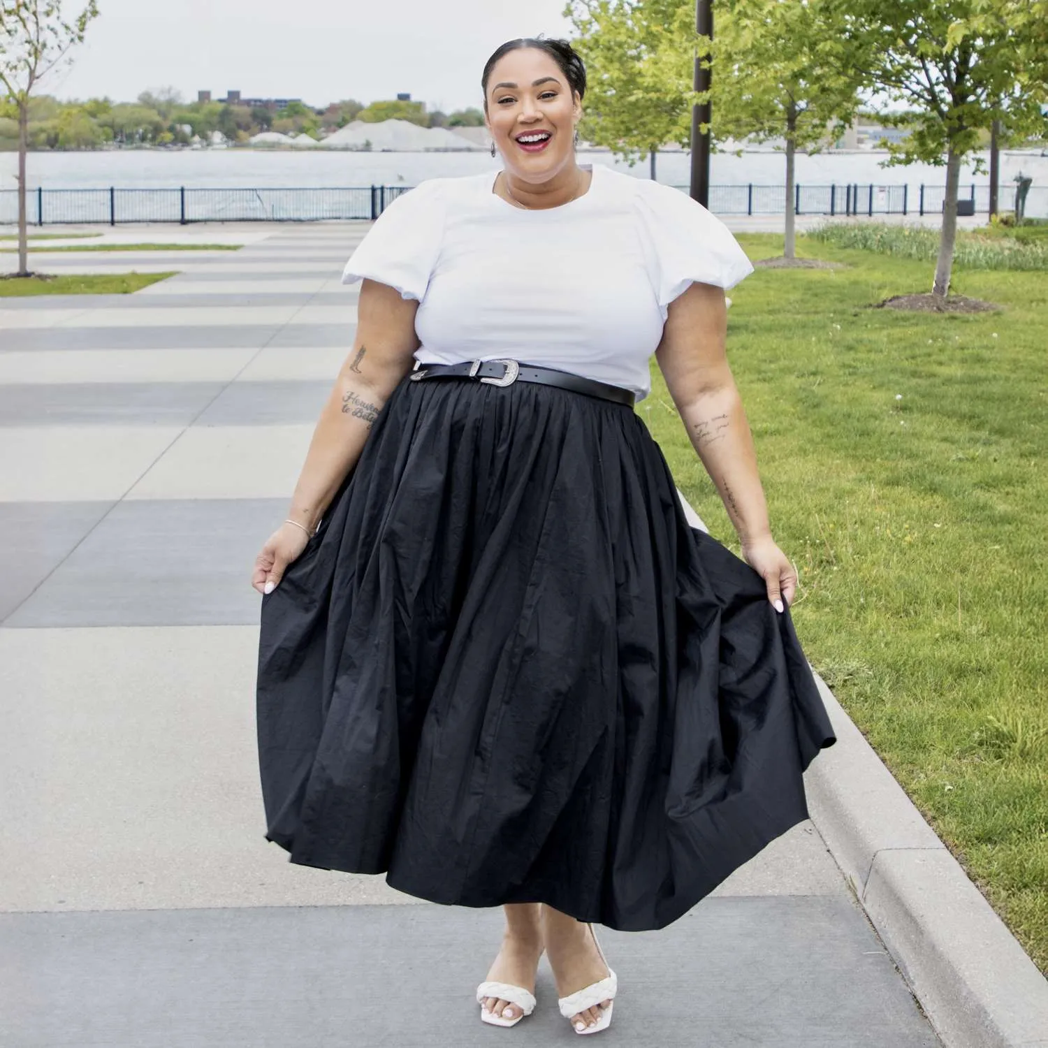 Crew neck Puff Sleeve Tee - White sold by Snag Tights product image thumbnail 4