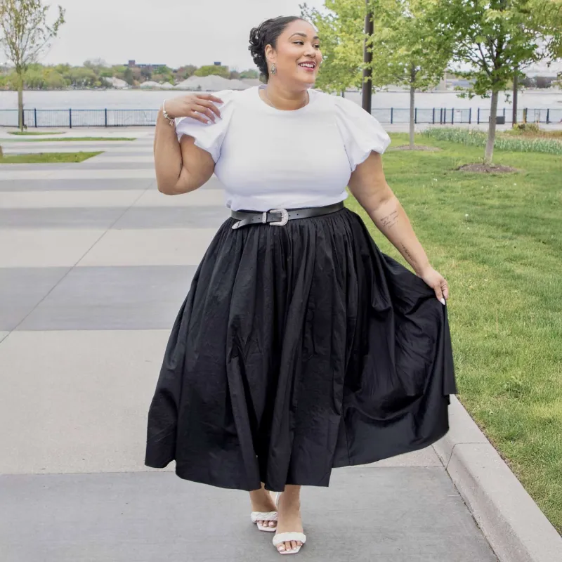 Crew neck Puff Sleeve Tee - White made by Snag Tights