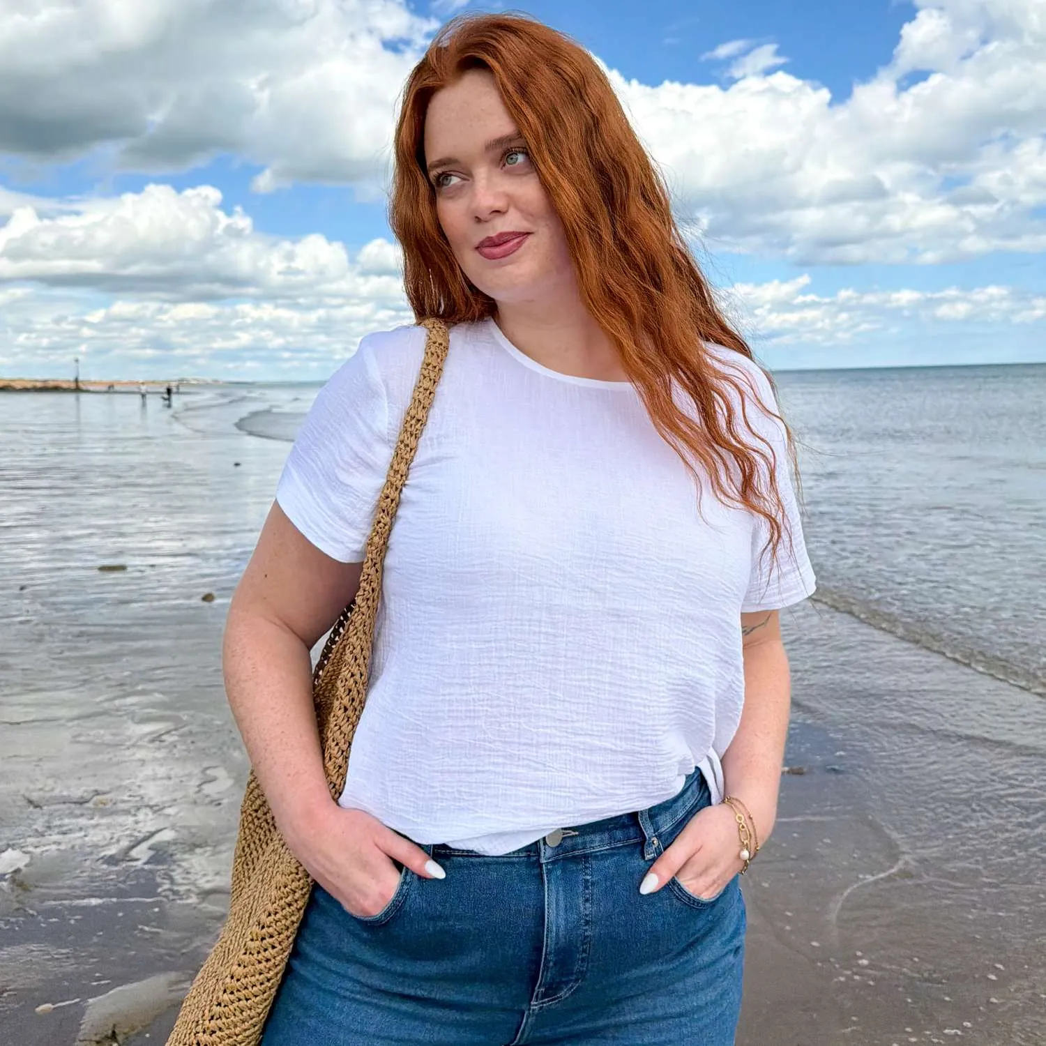 Ida Cotton Gauze T-Shirt - White sold by Snag Tights product image thumbnail 3