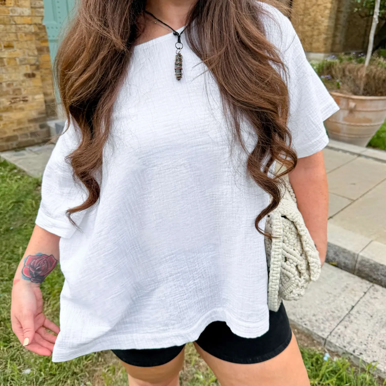Ida Cotton Gauze T-Shirt - White sold by Snag Tights product image thumbnail 5
