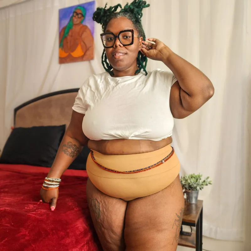 Organic Cotton Cheeky High Leg Panties - Caramel sold by Snag Tights